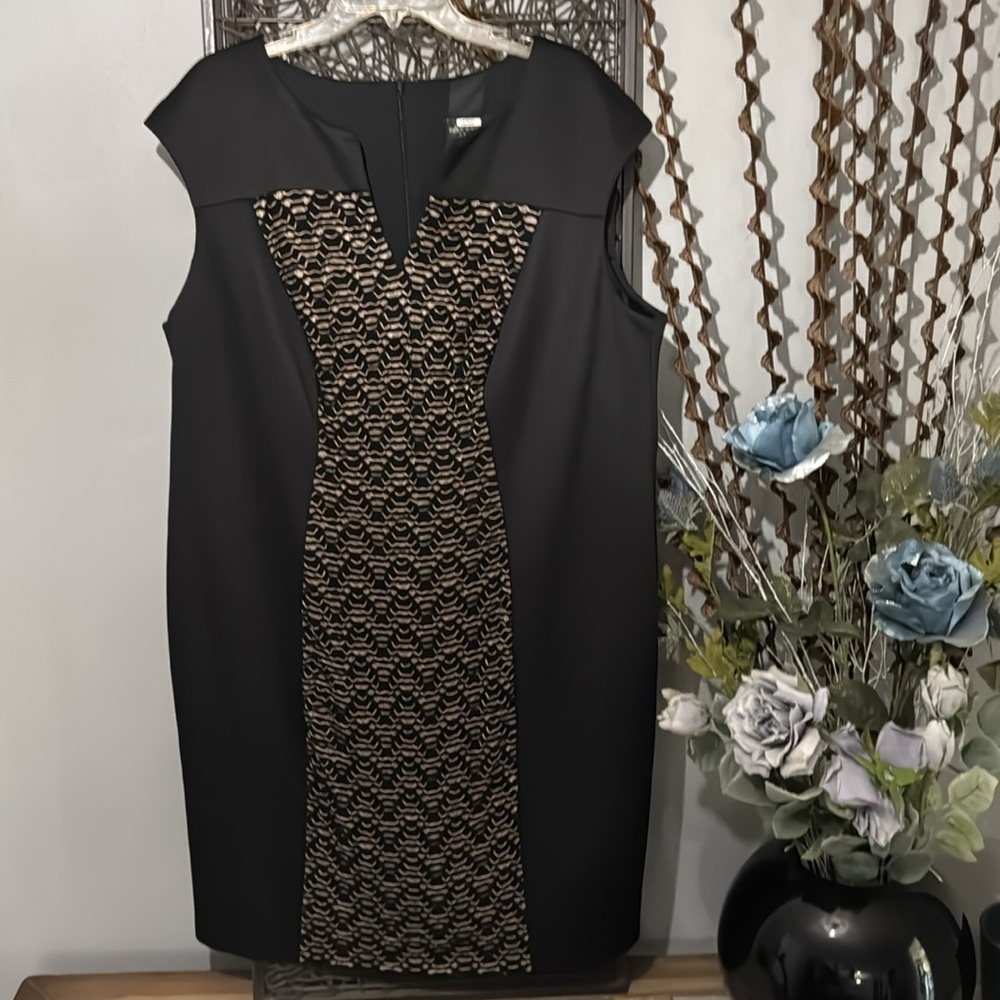 Connected Apparel Plus 20W Back & Gold Sheath Dress Elegant Hourglass Fit - Picture 7 of 7